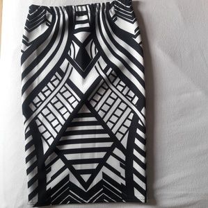 NWOT Black & White Geometric Body Con Skirt